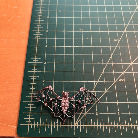 Sterling Silver Bat Pin with Rhinestones - Picture 6 of 6
